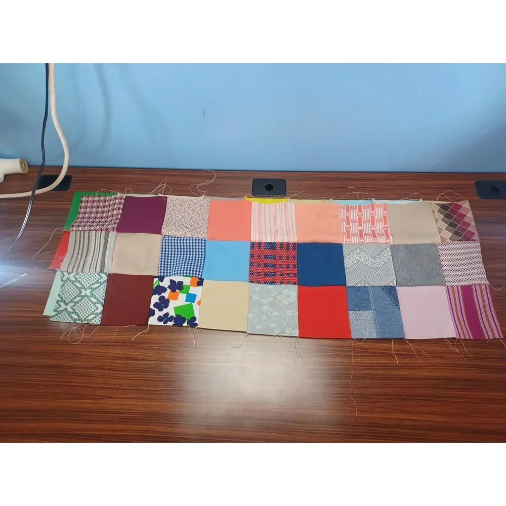 Vintage Patches Lot Of 54 Quilting Colorful 1970's - 80's Patchwork Scrap Quilt